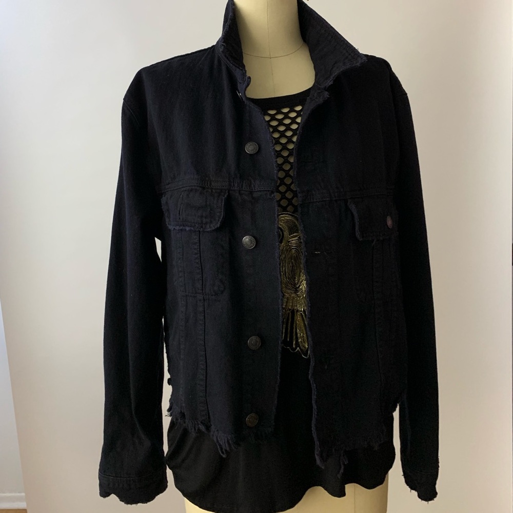Deconstructed cropped Black Denim jacket